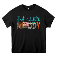 Black Western Just A Little Moody Cow Heavy Core Tee - LillyAllenDesigns