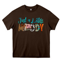Chocolate Brown Western Just A Little Moody Cow Heavy Core Tee - LillyAllenDesigns