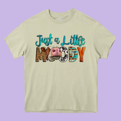 Western Just A Little Moody Cow Heavy Core Tee Designed By Lillyallendesigns