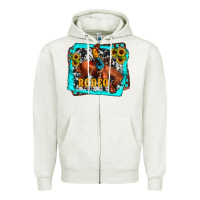 Oatmeal Heather western rodeo Zipper Hoodie - JahusDesignShop