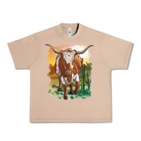Burro longhorn cow with desert background Urban Heavy Tee - RanaPortraitStore