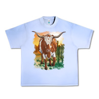 Grape Ice longhorn cow with desert background Urban Heavy Tee - RanaPortraitStore