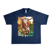 Navy longhorn cow with desert background Urban Heavy Tee - RanaPortraitStore