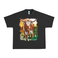 Pigment Black longhorn cow with desert background Urban Heavy Tee - RanaPortraitStore