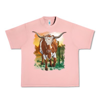 Salmon longhorn cow with desert background Urban Heavy Tee - RanaPortraitStore