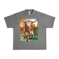 Tornado longhorn cow with desert background Urban Heavy Tee - RanaPortraitStore