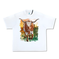White longhorn cow with desert background Urban Heavy Tee - RanaPortraitStore