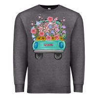 Charcoal Heather truck with flowers Premium Sweatshirt - MaliasSmallBusiness