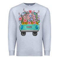 Heather Grey truck with flowers Premium Sweatshirt - MaliasSmallBusiness