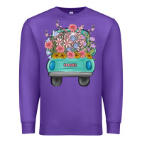 Purple truck with flowers Premium Sweatshirt - MaliasSmallBusiness