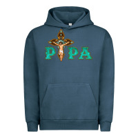 Pigment Midnight Navy Papa Jesus with Cross Urban Hoodie - Bettercallsaul
