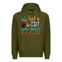 Army Green just a girl who loves coffee Premium Hoodie - BundleAndBundleShop
