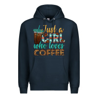 Navy just a girl who loves coffee Premium Hoodie - BundleAndBundleShop