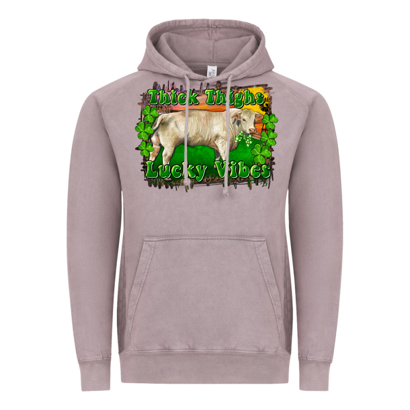 Thick Thighs Lucky Vibes Charolais Bull Vintage Hoodie by RanaPortraitStore | Teevron