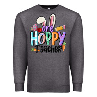 Charcoal Heather one hoppy teacher Premium Sweatshirt - MaliasSmallBusiness