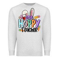 Oatmeal Heather one hoppy teacher Premium Sweatshirt - MaliasSmallBusiness