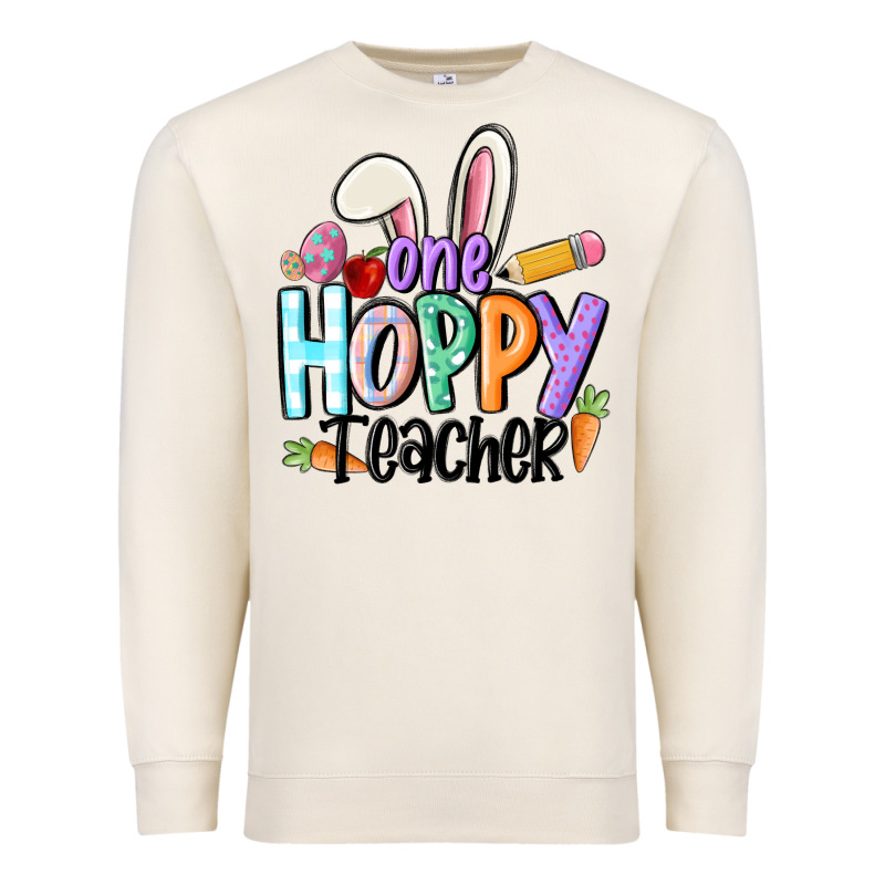 One Hoppy Teacher Premium Sweatshirt by MaliasSmallBusiness | Teevron