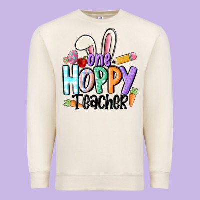 One Hoppy Teacher Premium Sweatshirt Designed By Maliassmallbusiness