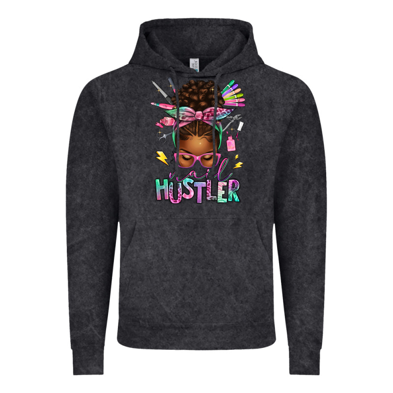 Nail Hustler Afro Messy Bun Vintage Hoodie by texasbilliewilder | Teevron