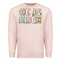 Pale Pink he is risen Premium Sweatshirt - MaliasSmallBusiness