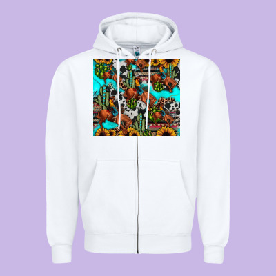 Rodeo Cowboy Tumbler Zipper Hoodie Designed By Jahusdesignshop