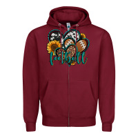 Burgundy football hearts Zipper Hoodie - Jasminsmagicworld
