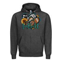 Charcoal Heather football hearts Zipper Hoodie - Jasminsmagicworld