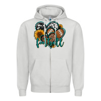 Dove Grey football hearts Zipper Hoodie - Jasminsmagicworld