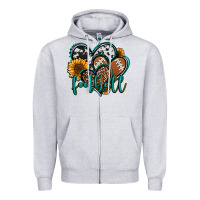 Heather Grey football hearts Zipper Hoodie - Jasminsmagicworld