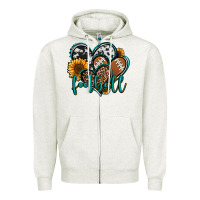 Oatmeal Heather football hearts Zipper Hoodie - Jasminsmagicworld