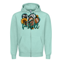 Seafoam football hearts Zipper Hoodie - Jasminsmagicworld