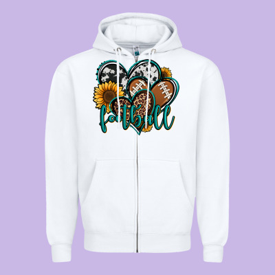 Football Hearts Zipper Hoodie Designed By Jasminsmagicworld