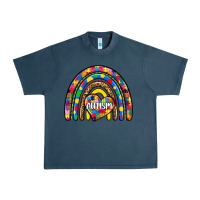 Midnight Navy autism rainbow Urban Heavy Tee - Zillion Design Studio