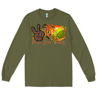 Army Green peace love tennis Long Sleeve Tee - RacoonDesign