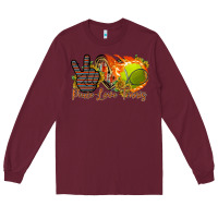 Burgundy peace love tennis Long Sleeve Tee - RacoonDesign