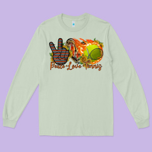 Peace Love Tennis Long Sleeve Tee Designed By Racoondesign