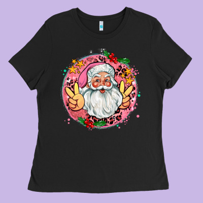 Merry Christmas Peace Santa Ladies Tee Designed By Adodesignshop