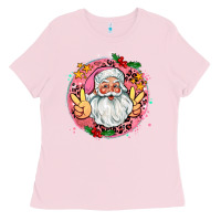 Bubblegum Pink merry christmas peace santa Ladies Tee - AdoDesignShop