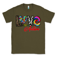 Army Green love autism Classic Tee - CowhideDigitalArt