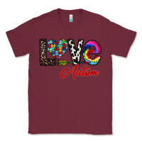 Burgundy love autism Classic Tee - CowhideDigitalArt
