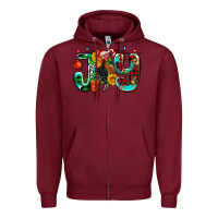 Burgundy joy with roaster Zipper Hoodie - AdoDesignShop