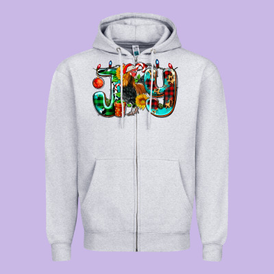 Joy With Roaster Zipper Hoodie Designed By Adodesignshop