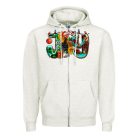 Oatmeal Heather joy with roaster Zipper Hoodie - AdoDesignShop