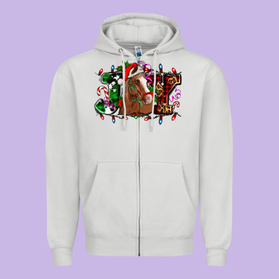 Joy And Horse Christmas Zipper Hoodie Designed By Adodesignshop