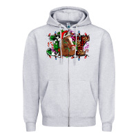 Heather Grey joy and horse Christmas Zipper Hoodie - AdoDesignShop