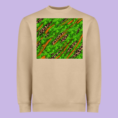 Heavyweight Sweatshirt Distressed Shamrock And Leopard