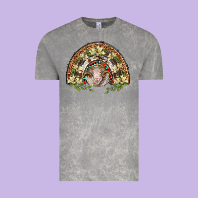 Merino Wool Ram Lily Rainbow Vintage Tee Designed By Barkaloodesign