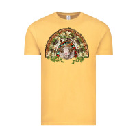 Vintage Mustard merino wool ram lily rainbow Vintage Tee - BarkalooDesign