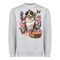 Heather Grey Easter Aussie Australian Shepherd Heavyweight Sweatshirt - RanaPortraitStore