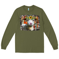Army Green sunflower sheep Long Sleeve Tee - RacoonDesign